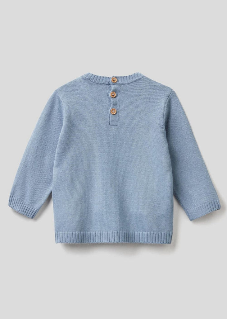 Benetton Tricot Sweater with Embroidered Animal