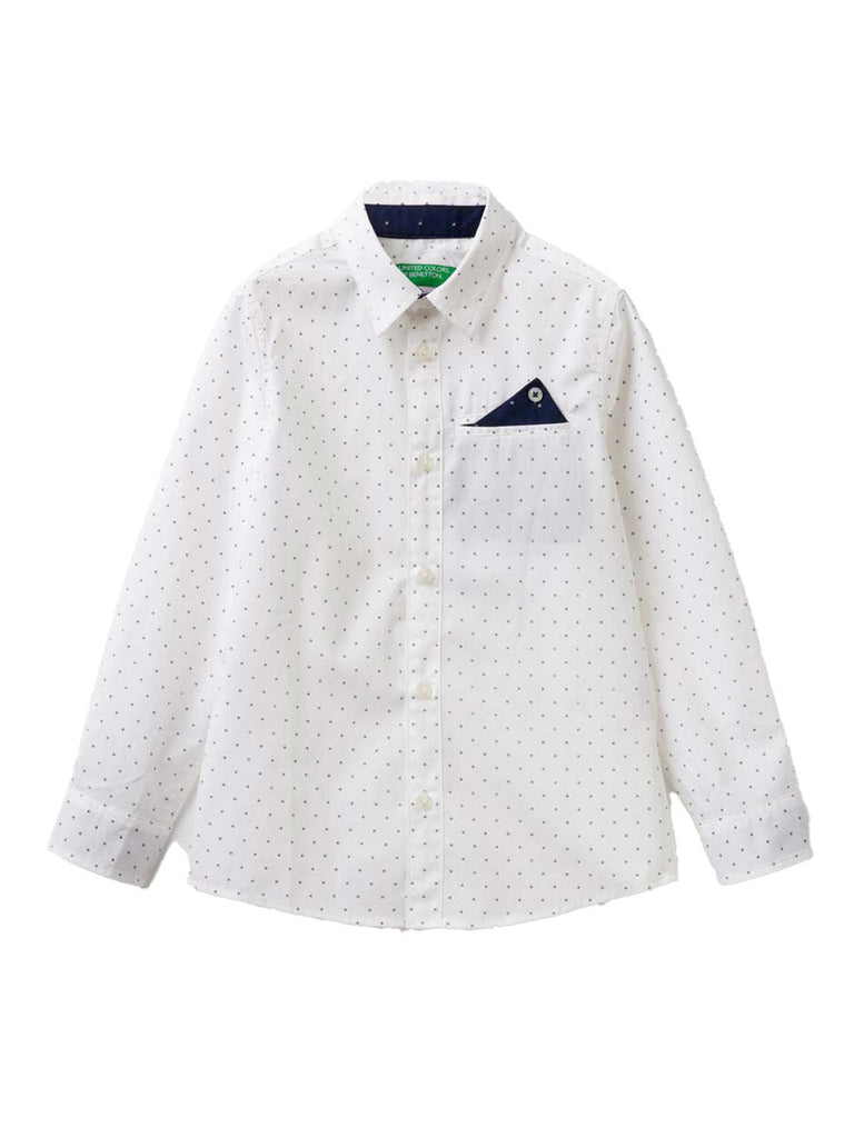Benetton 100% Cotton Shirt with Micro Pattern